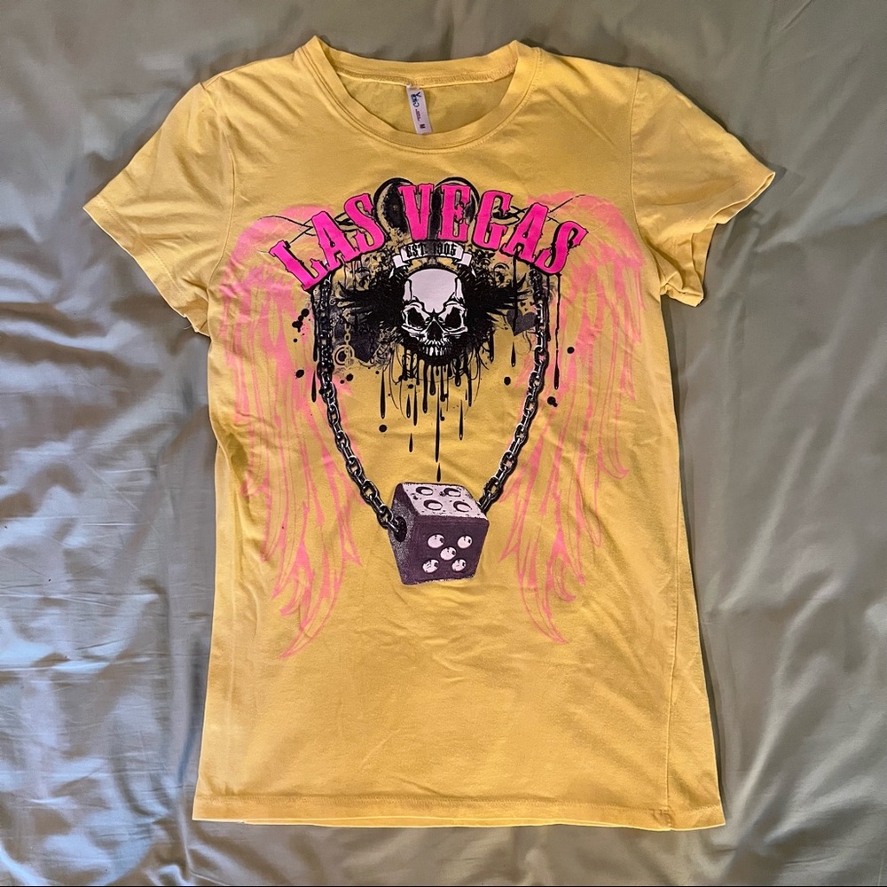 Las Vegas skelton tee shirt.